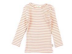 Petit Piao t-shirt dark peach/cream stripes